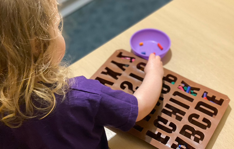 Crafting with kids, making homemade crayons with a alphabet shaped silicone mould